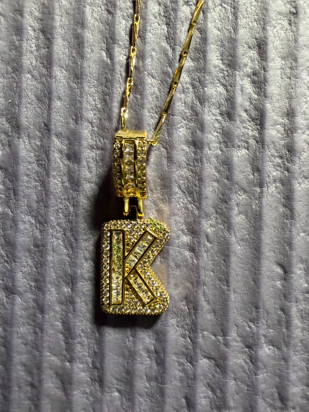 Amazon Gold Crystal Initial K Pendant Necklace